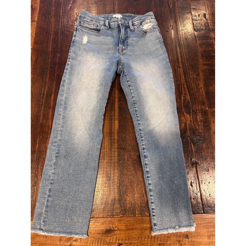 Good American‎ Good Legs Straight Jeans Size 8 29 Indigo614 Raw Hem GLS900T